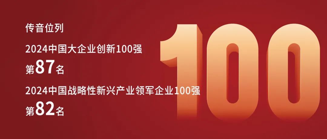 传音入选2024中国大企业创新100强、中国战略性新兴产业领军企业100强